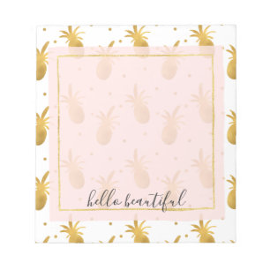 Gold Pineapples and Dots Notepad
