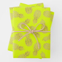 Gold Pineapples on Chartreuse