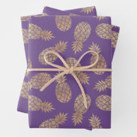 Gold Pineapples on Purple