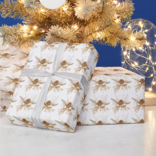 Gold Pinecone Christmas Wrapping Paper