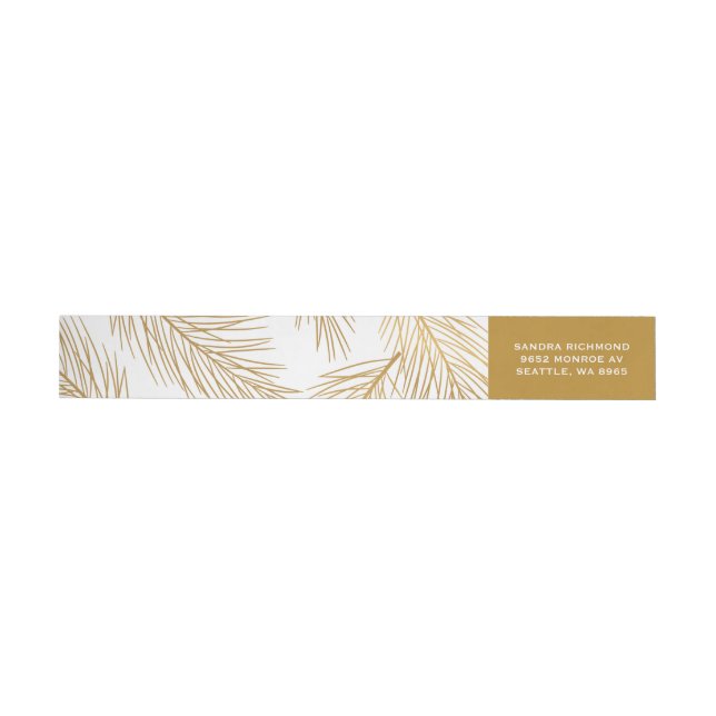 Gold Pinecones and Pine Needles Christmas Wrap Around Label (Individual)