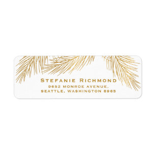 Gold Pinecones and Pine Needles Holiday Label Return Address Label