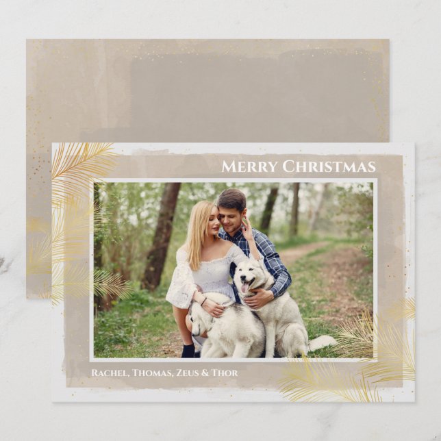 Gold Pines Christmas Photo Holiday Card (Front/Back)