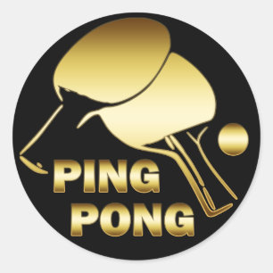 GOLD PING PONG CLASSIC ROUND STICKER