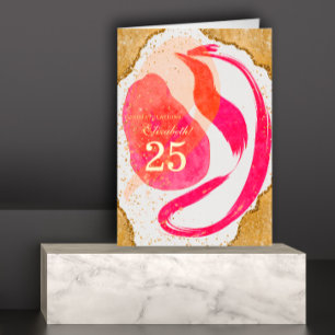 Gold Pink 25 Year Employee Anniversary Business Foil Greeting Card