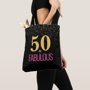 Gold Pink 50 and Fabulous Birthday Tote