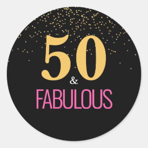 Gold Pink 50 & Fabulous Typography Sticker