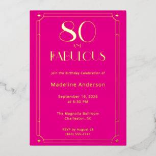 Gold Pink 80 & Fabulous Photo 80th Birthday