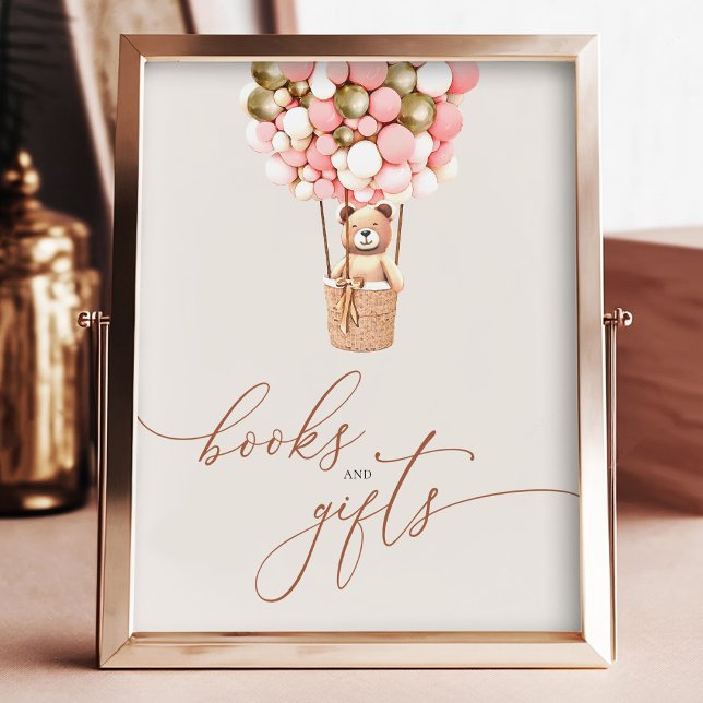 Gold Pink Bear Balloons Books Gifts Baby Shower Photo Print (Creator Uploaded)
