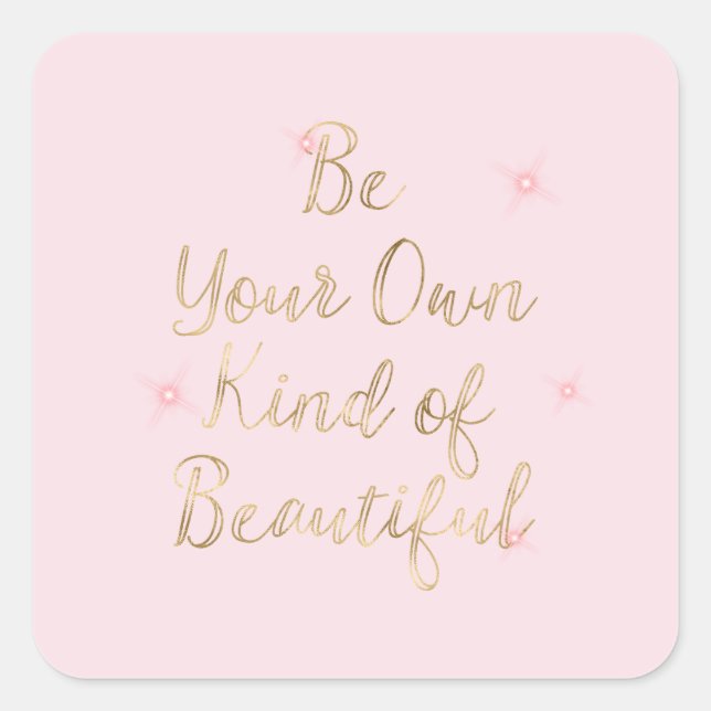 Gold Pink Beautiful Sparkles Quote Square Sticker (Front)