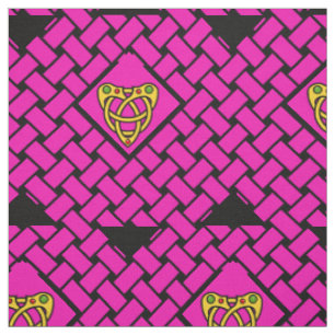 Gold/pink/black weave, diamond, Celtic heartknot Fabric