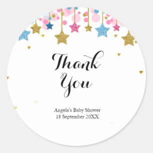 Gold pink blue twinkle twinkle Thank You Sticker