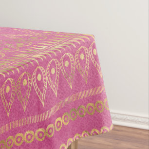 Gold & Pink Bohemian Unicorn Pattern Tablecloth