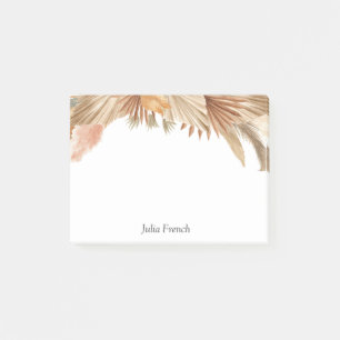 Gold Pink Boho Pampas Grass Post-It® Notes