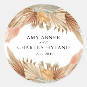 Gold Pink Boho Pampas Grass Wedding Sticker