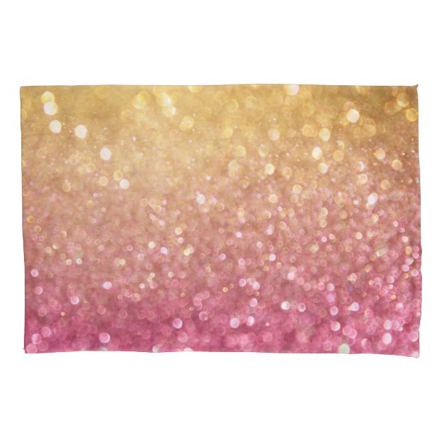 Gold Pink Bokeh: Abstract Lights Pillowcase (Front)