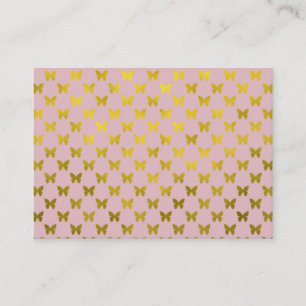 Gold Pink Butterfly Metallic Faux Foil Butterflies Business Card