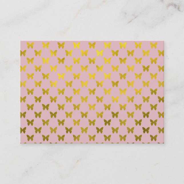 Gold Pink Butterfly Metallic Faux Foil Butterflies Business Card (Front)