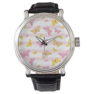 Gold & Pink Butterfly Watch