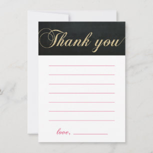 Gold & Pink   Chalkboard Girl Party Thank You Note Card