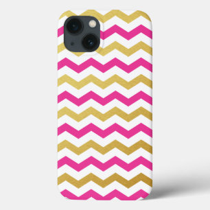 Gold & Pink Chevron Pattern iPad Case