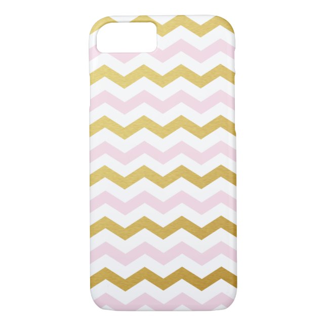 Gold & Pink Chevron Pattern iPhone 7 Case (Back)