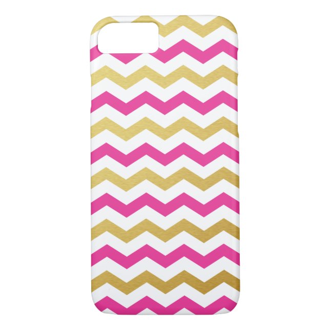 Gold & Pink Chevron Pattern iPhone 7 Case (Back)