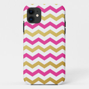 Gold & Pink Chevron Pattern iPhone Case