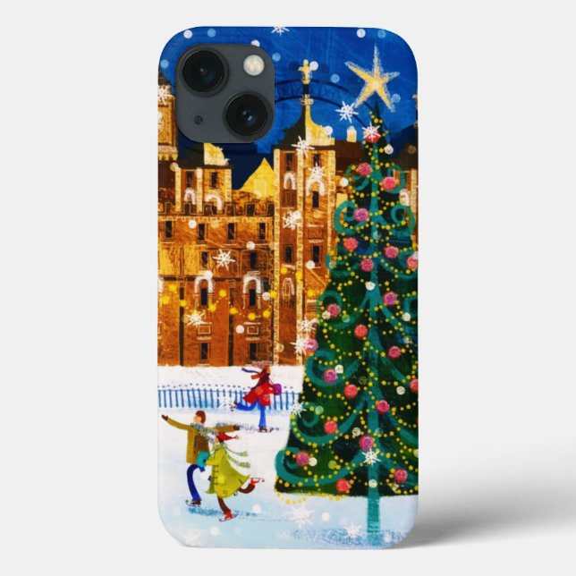 Gold Pink Christmas Winter Ice Skating  Case-Mate iPhone Case (Back)
