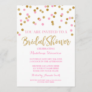 Gold Pink Confetti Bridal Shower Invitation