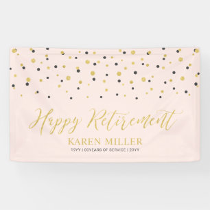 Gold & Pink Confetti   Happy Retirement Party Banner
