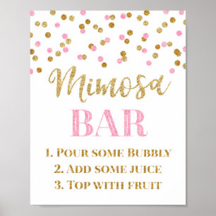 Gold Pink Confetti Mimosa Bar Sign Wedding