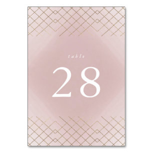 Gold Pink Elegance Diamond Geo Deco Wedding Table Number