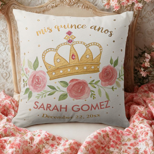 gold pink elegant quinceanera  cushion (Creator Uploaded)