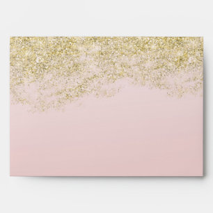 Gold Pink Faux Sparkly Glitter Envelopes