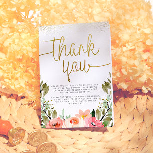 Gold & Pink Floral Bridal Shower Thank You
