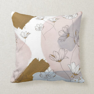 Gold & Pink Floral Painting  Cushion