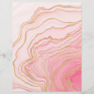 Gold Pink Fluid Liquid Painting Custom Letterhead