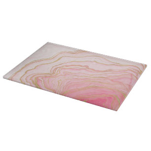 Gold Pink Fluid Liquid Painting Cutting Board