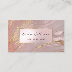 Gold pink fluid marble business card