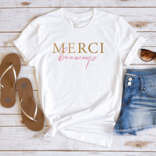 Gold Pink French Merci Beaucoup T-Shirt