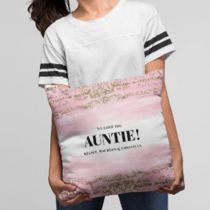 Gold Pink Gift for Auntie with  Names  Cushion