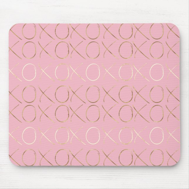 Gold Pink Girly Glam XOXO Mouse Pad (Front)