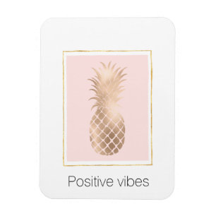 Gold Pink Glam Tropical Pineapple Magnet