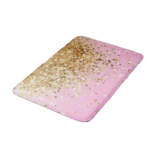 Gold Pink Glitter #1 Bath Mat (Angled)