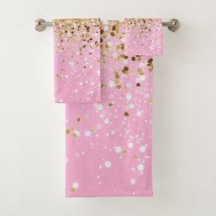 Gold Pink Glitter #1 Bath Towel Set