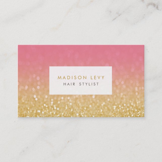 Gold & Pink Glitter Hair Stylist Appointment Cards (Front)