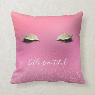 Gold Pink Glitzy Eyes Cushion