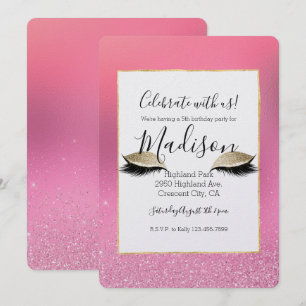Gold Pink Glitzy Eyes Invitation