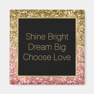 Gold Pink Glitzy Glitter Sparkle Magnet